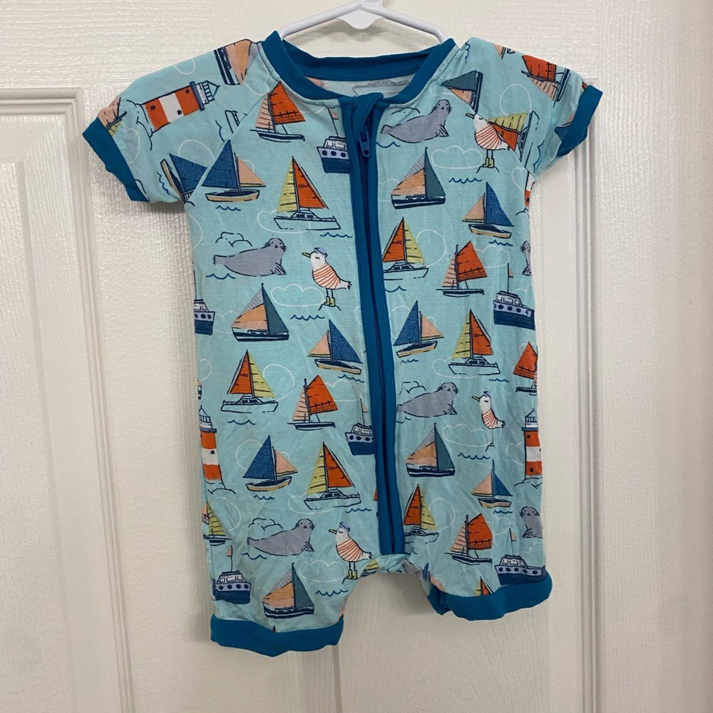Little Sleepies Blue and Orange Bodysuit Pajamas